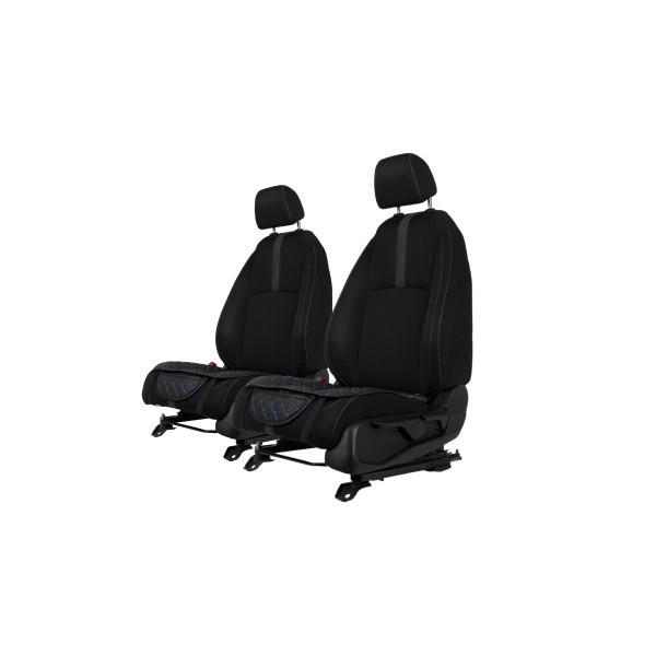 EVAtech ECO Sitsöverdrag, 2 st - svart / svarta kanter / blå sömmar