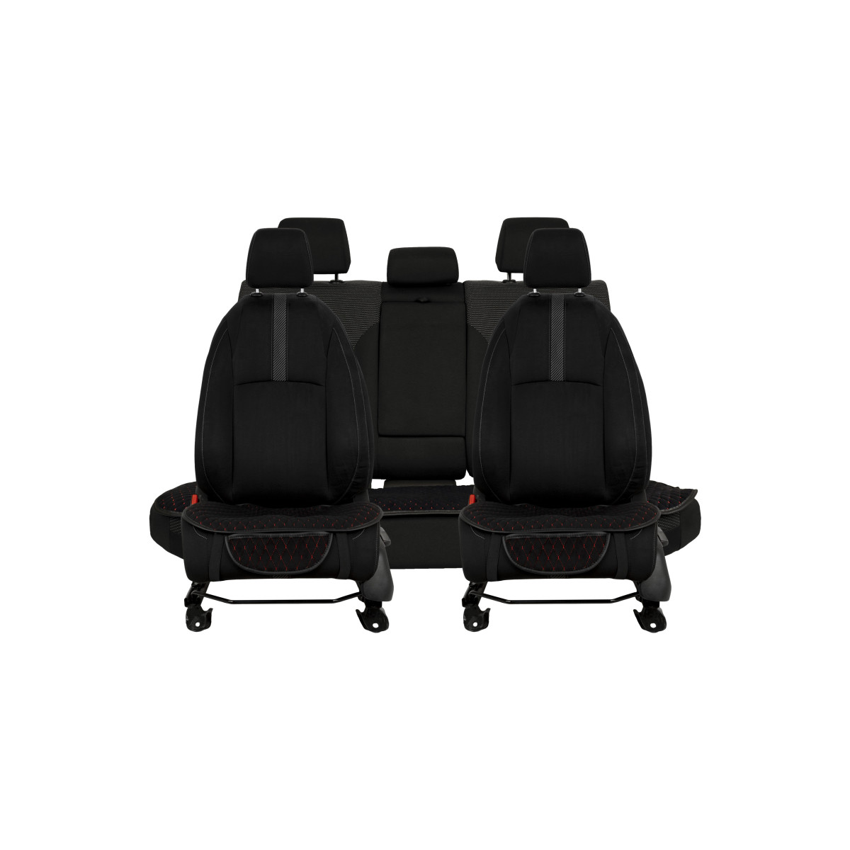 EVAtech Sitsöverdrag, 3 st - svart / svarta kanter / röda sömmar