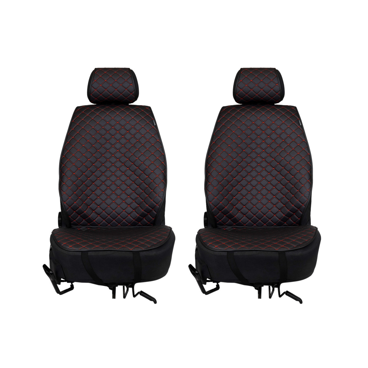 EVAtech ECO PRO Bilsätesskydd, 2 st - svart / svarta kanter / röda sömmar EVAtech ECO PRO Bilsätesskydd, 2 st - svart / svarta kanter / röda sömmar