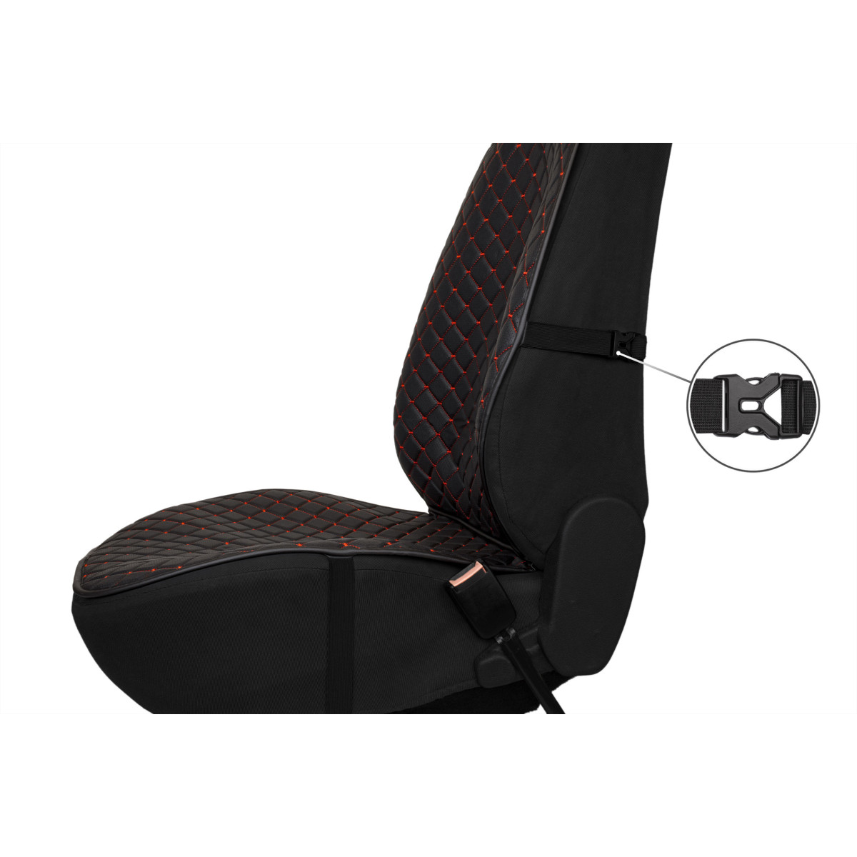 EVAtech ECO PRO Bilsätesskydd, 2 st - svart / svarta kanter / röda sömmar EVAtech ECO PRO Bilsätesskydd, 2 st - svart / svarta kanter / röda sömmar