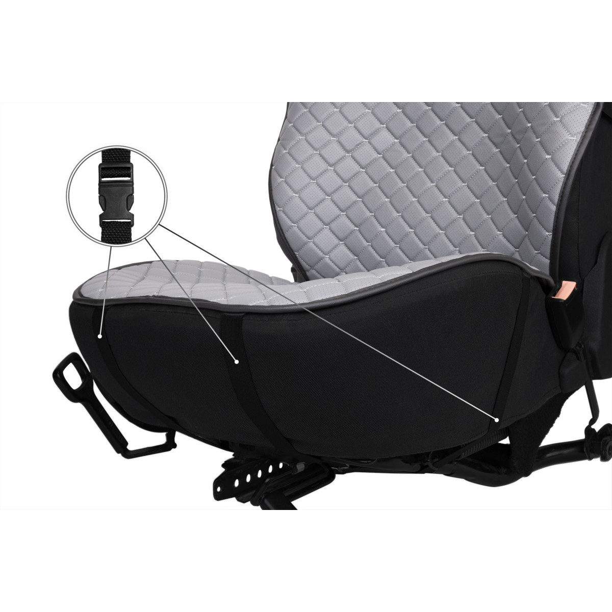 EVAtech ECO PRO Bilsätesskydd, 2 st - grå / svarta kanter / grå sömmar EVAtech ECO PRO Bilsätesskydd, 2 st - grå / svarta kanter / grå sömmar