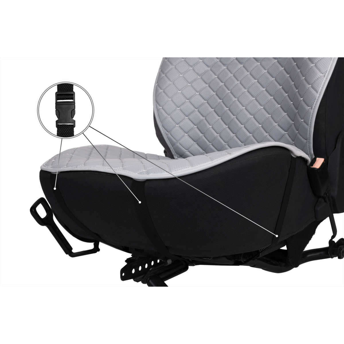 EVAtech ECO PRO Bilsätesskydd, 2 st - grå / grå kanter / grå sömmar EVAtech ECO PRO Bilsätesskydd, 2 st - grå / grå kanter / grå sömmar