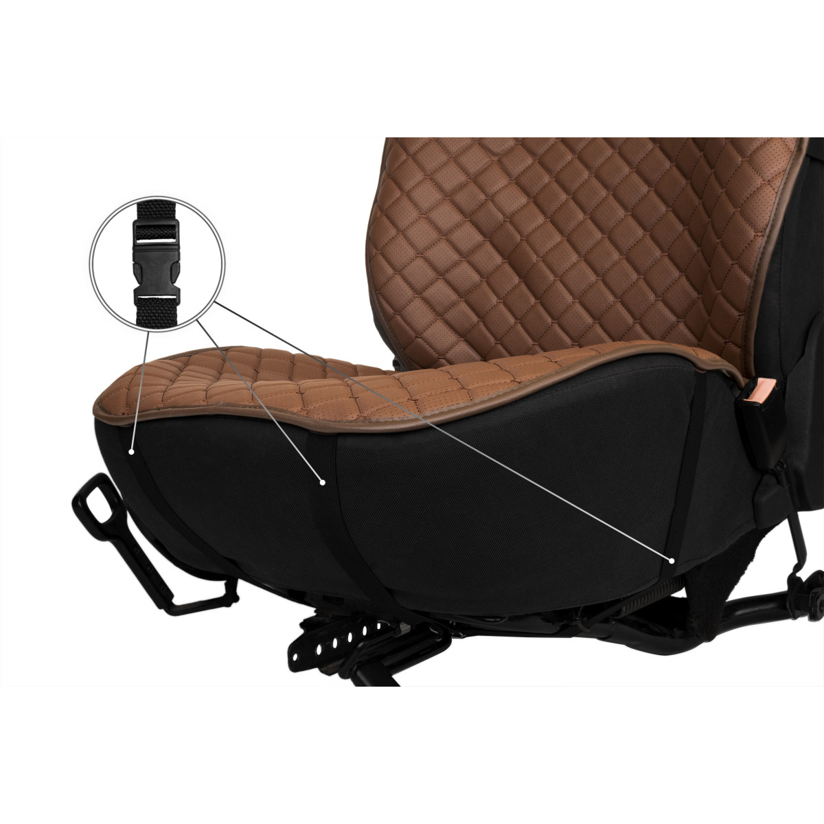 EVAtech ECO PRO Bilsätesskydd, 2 st - brun / bruna kanter / bruna sömmar EVAtech ECO PRO Bilsätesskydd, 2 st - brun / bruna kanter / bruna sömmar