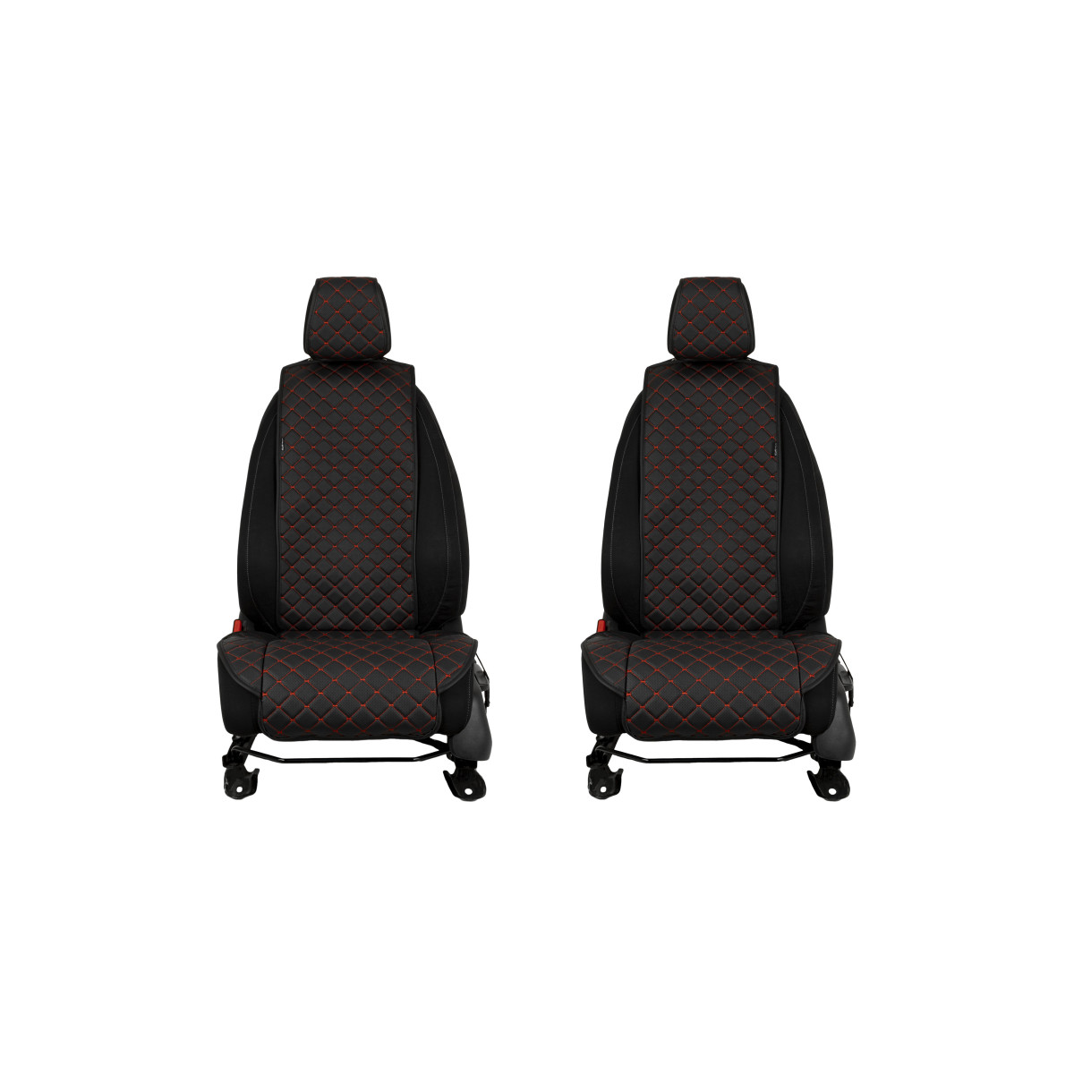EVAtech ECO Standard Bilsätesskydd, 2 st - svart / svarta kanter / röda sömmar EVAtech ECO Standard Bilsätesskydd, 2 st - svart / svarta kanter / röda sömmar