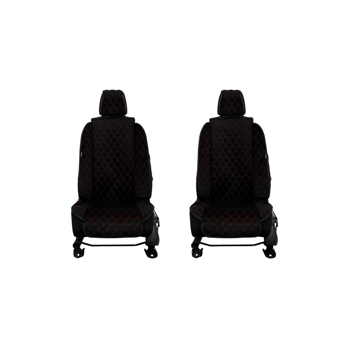 EVAtech Max Bilsätesskydd, 2 st - svart / svarta kanter / röda sömmar