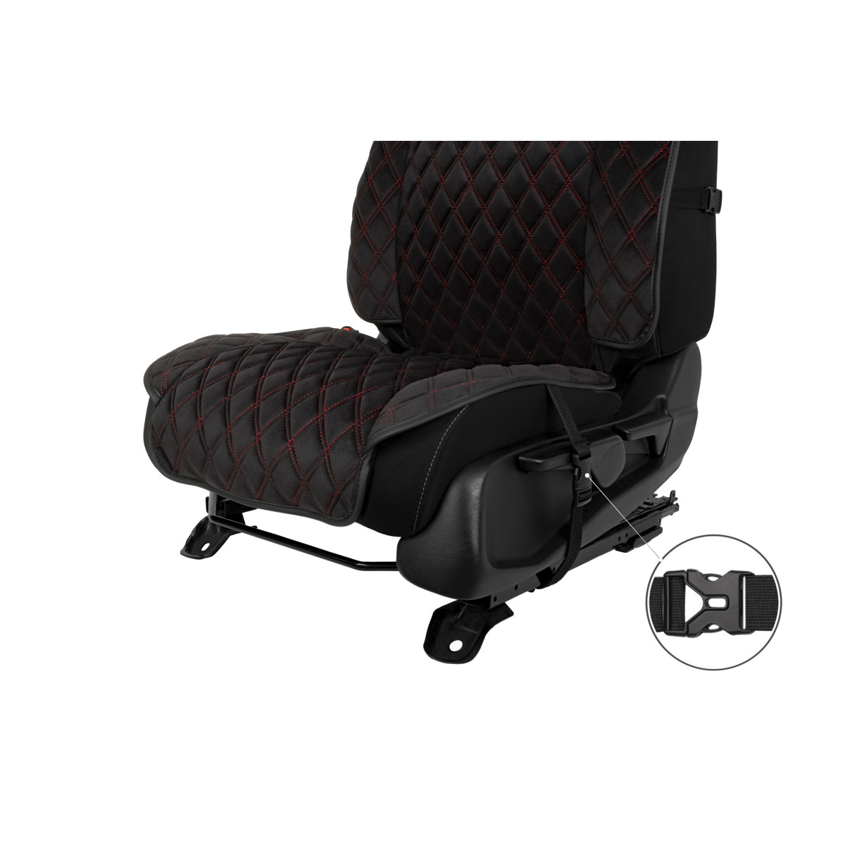 EVAtech Max Bilsätesskydd, 2 st - svart / svarta kanter / röda sömmar