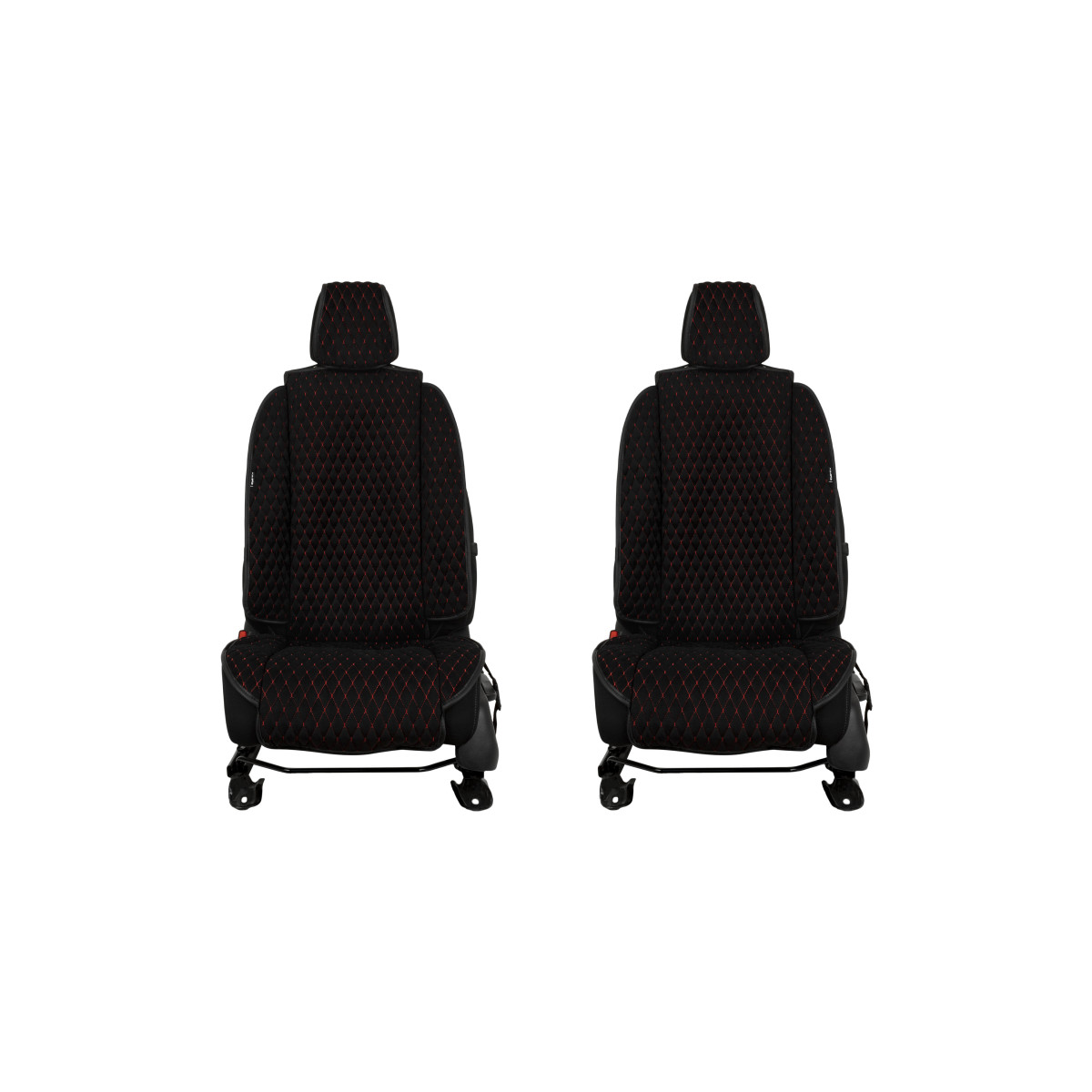 EVAtech Max Bilsätesskydd, 2 st - svart / svarta kanter / röda sömmar