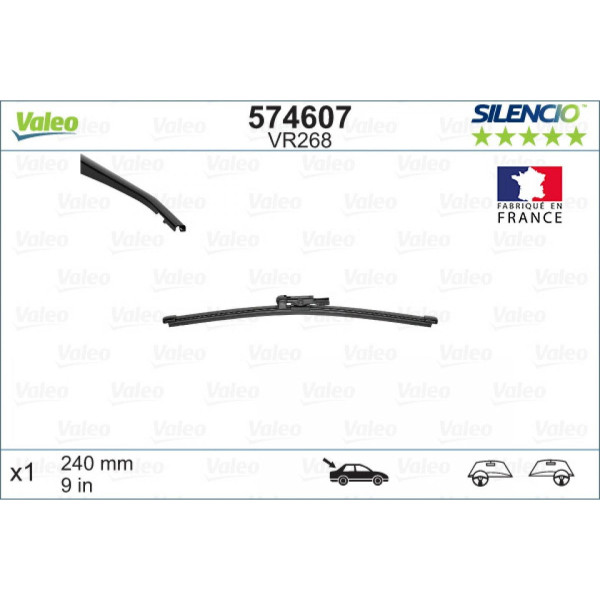 Bakrutetorkare Valeo Silencio Rear VR268, 240 mm