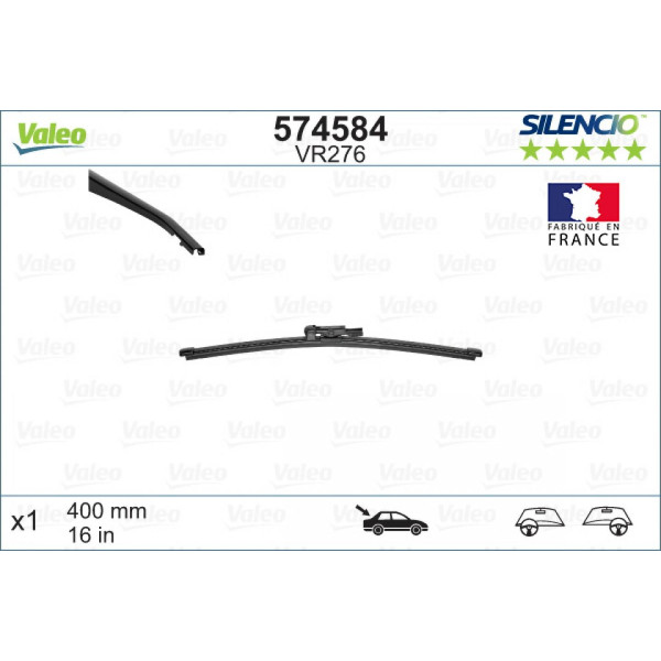 Bakrutetorkare Valeo Silencio Rear VR276, 400 mm