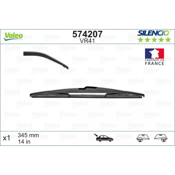 Bakrutetorkare Valeo Silencio Rear VR41, 345 mm