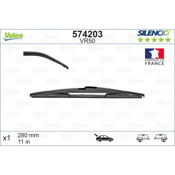 Bakrutetorkare Valeo Silencio Rear VR50, 280 mm