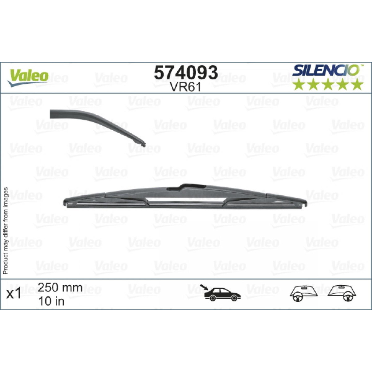 Bakrutetorkare Valeo Silencio Rear VR61, 250 mm Bakrutetorkare Valeo Silencio Rear VR61, 250 mm