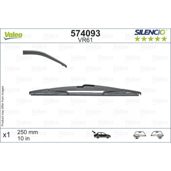 Bakrutetorkare Valeo Silencio Rear VR61, 250 mm