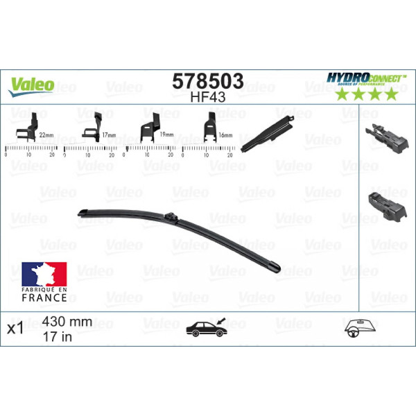 Torkare Valeo HydroConnect HF43, 430 mm