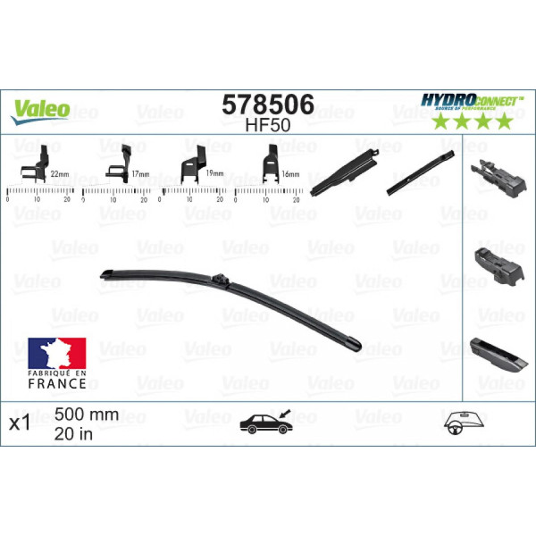 Torkare Valeo HydroConnect HF50, 500 mm