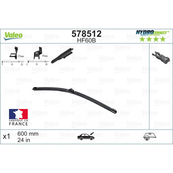 Torkare Valeo HydroConnect HF60B, 600 mm