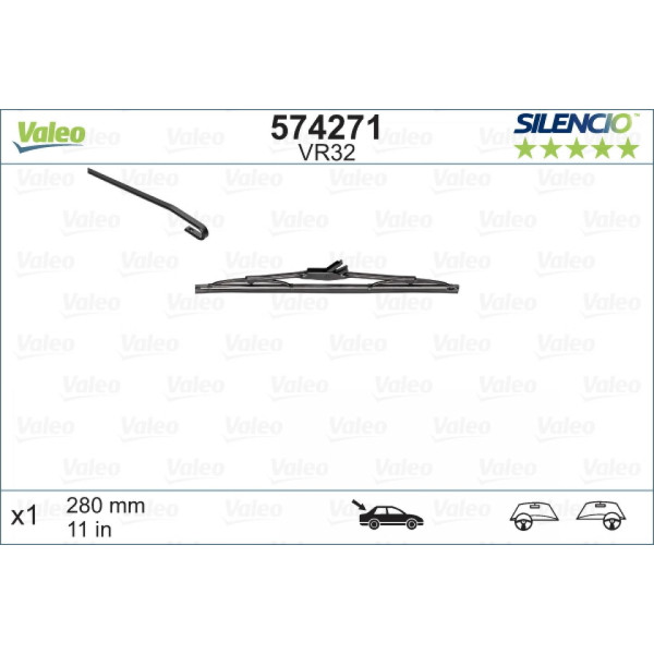 Bakrutetorkare Valeo Silencio Performance VR32, 280 mm