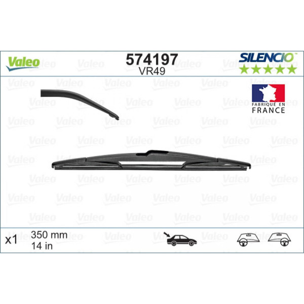 Bakrutetorkare Valeo Silencio Performance VR49, 350 mm