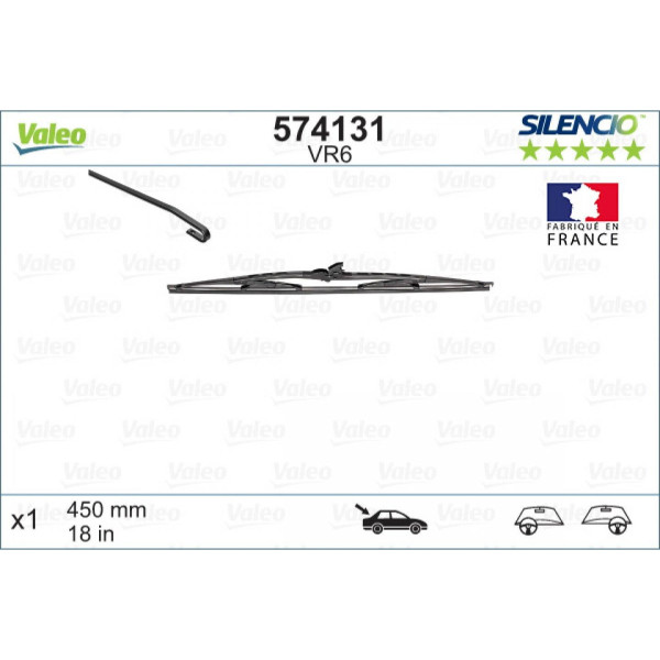Bakrutetorkare Valeo Silencio Performance VR6, 450 mm