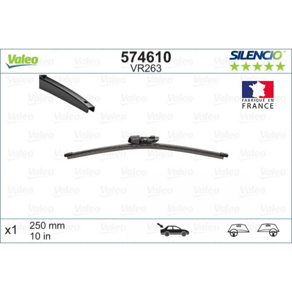 Bakrutetorkare Valeo Silencio Rear VR263, 250 mm