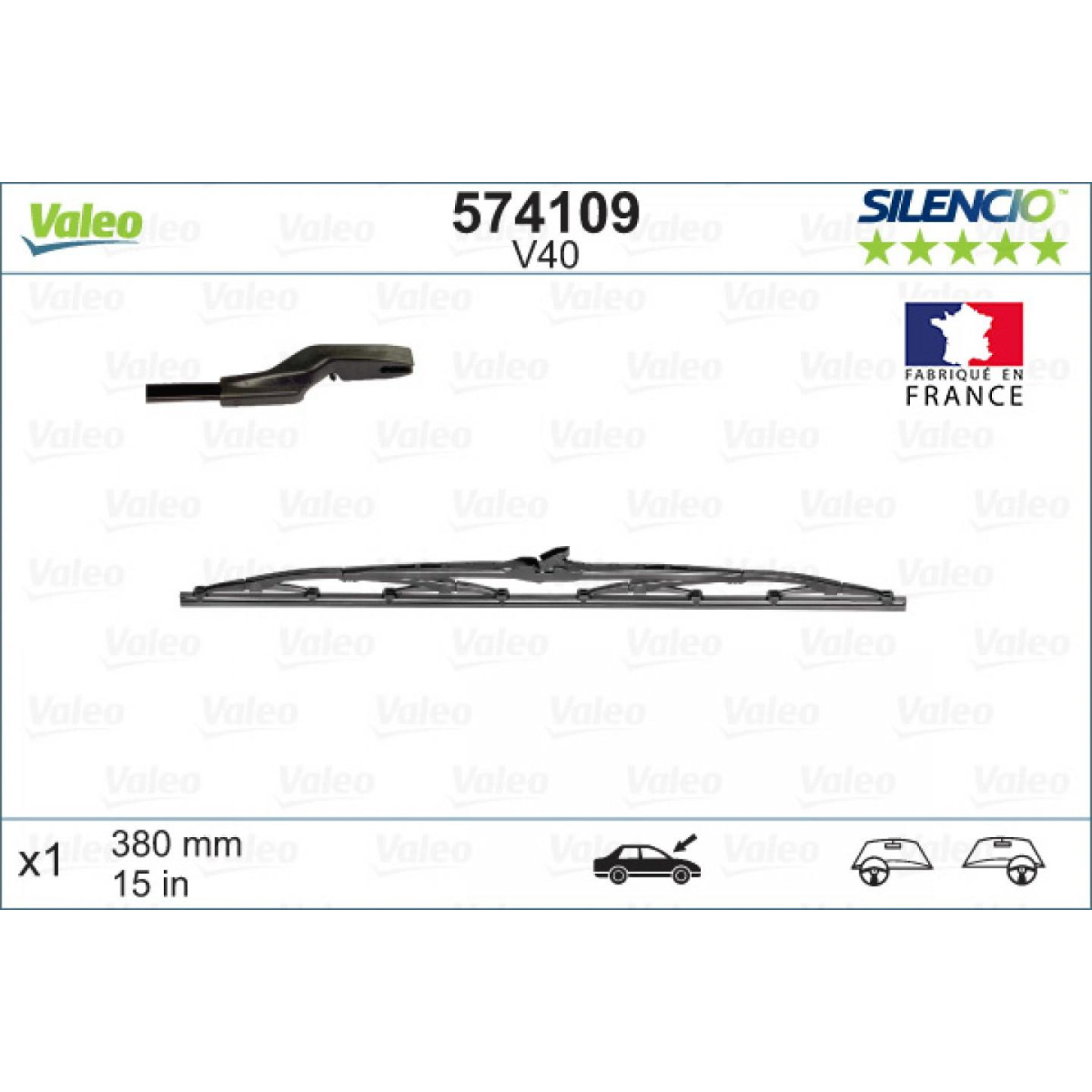 Torkare Valeo Silencio Standart V40, 380 mm Torkare Valeo Silencio Standart V40, 380 mm