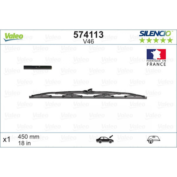 Torkare Valeo Silencio Standart V46, 450 mm
