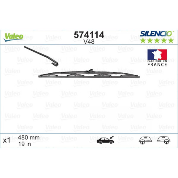 Torkare Valeo Silencio Standart V48, 480 mm