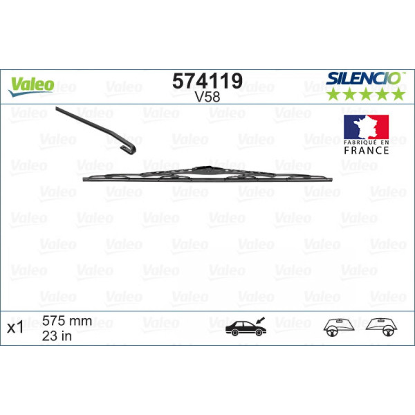 Torkare Valeo Silencio Standart V58, 575 mm