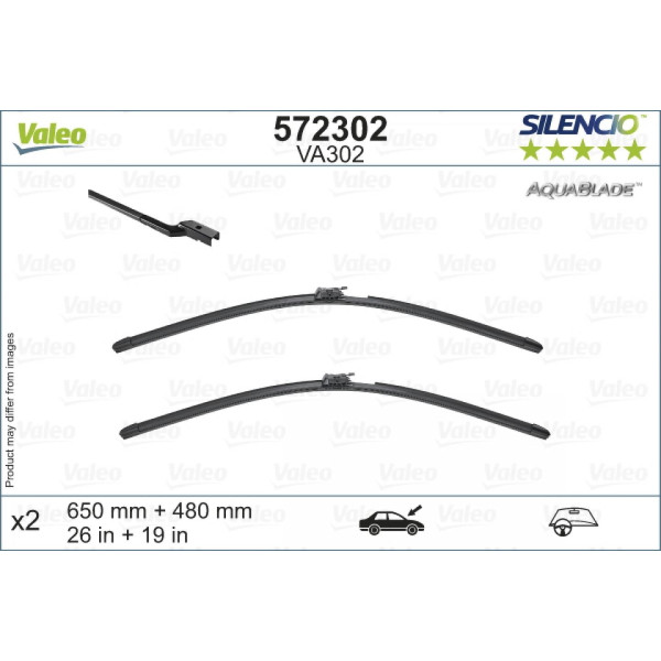 Torkarsats Valeo Aquablade VA302, 650/480 mm