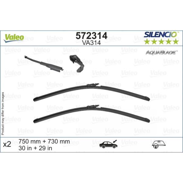 Torkarsats Valeo Aquablade VA314, 750/730 mm