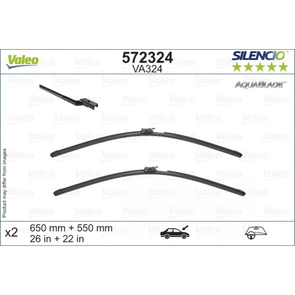 Torkarsats Valeo Aquablade VA324, 650/550 mm