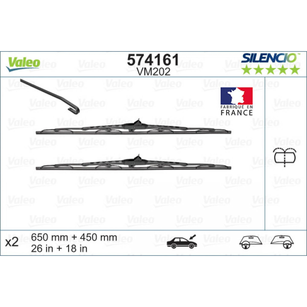 Torkarsats Valeo Silencio Performance X2 VM202, 650/450 mm Torkarsats Valeo Silencio Performance X2 VM202, 650/450 mm