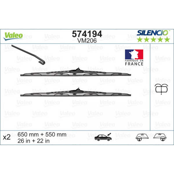 Torkarsats Valeo Silencio Performance X2 VM206, 650/550 mm