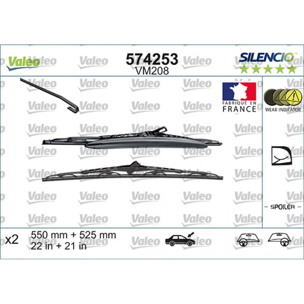 Torkarsats Valeo Silencio Performance X2 VM208, 550/525 mm Torkarsats Valeo Silencio Performance X2 VM208, 550/525 mm