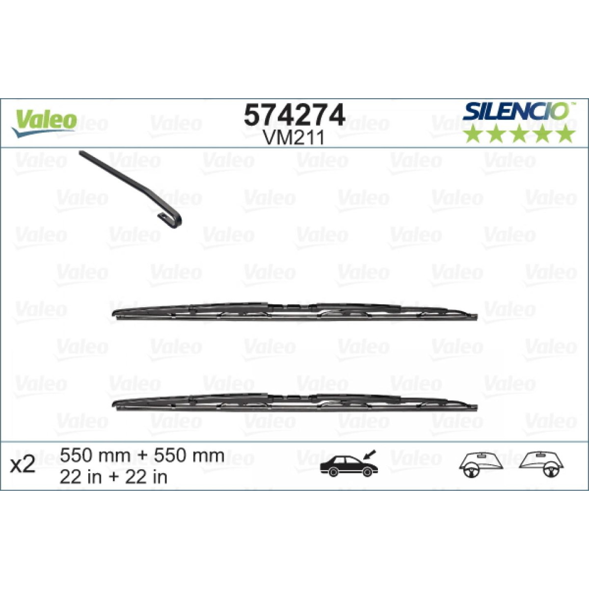 Torkarsats Valeo Silencio Performance X2 VM211, 550/550 mm Torkarsats Valeo Silencio Performance X2 VM211, 550/550 mm