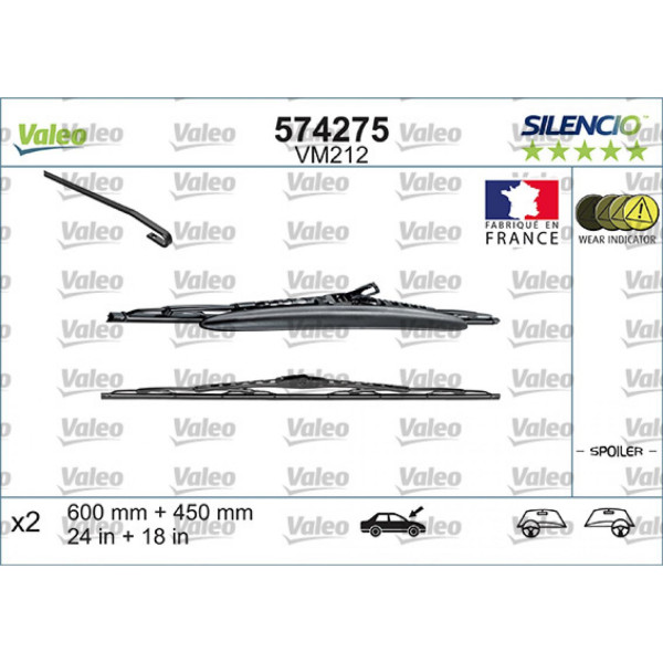 Torkarsats Valeo Silencio Performance X2 VM212, 600/450 mm