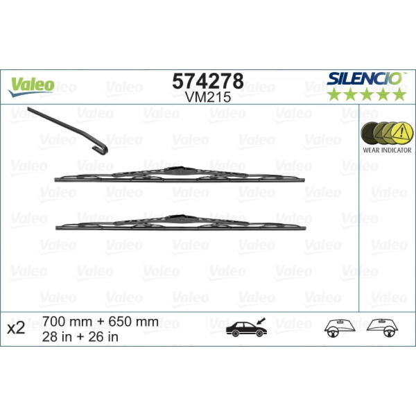 Torkarsats Valeo Silencio Performance X2 VM215, 700/650 mm