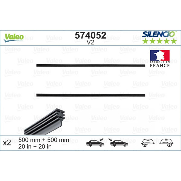 Torkarsats Valeo Silencio Refills V2, 500/500 mm