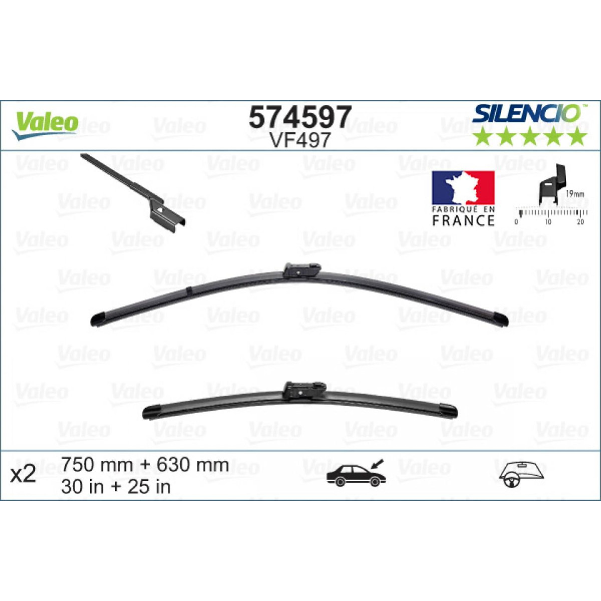 Torkarsats Valeo Silencio VF497, 750/630 mm Torkarsats Valeo Silencio VF497, 750/630 mm