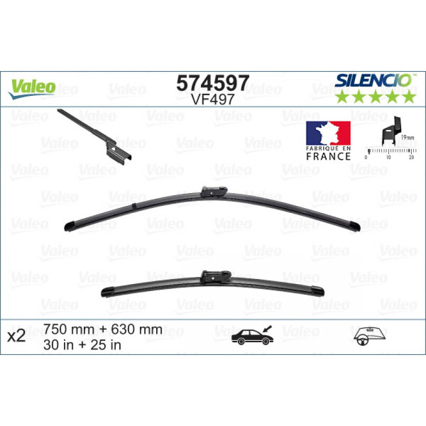 Torkarsats Valeo Silencio VF497, 750/630 mm