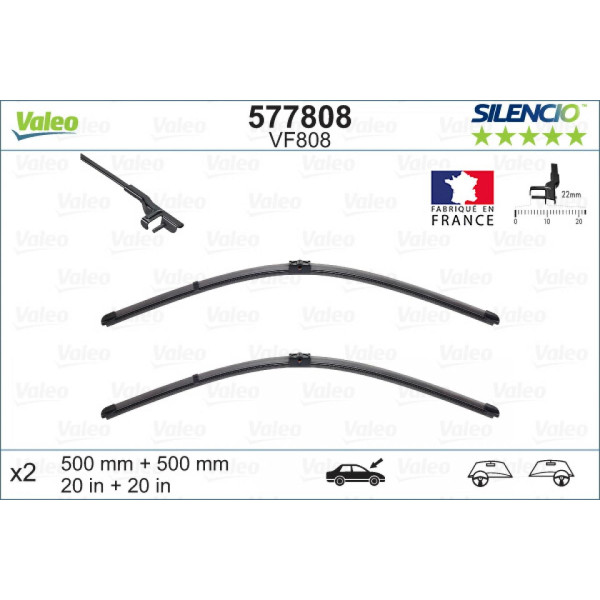 Torkarsats Valeo Silencio VF808, 500/500 mm