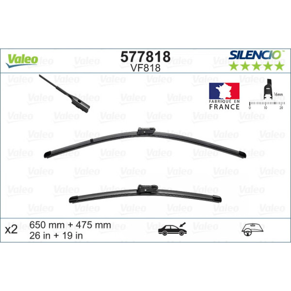Torkarsats Valeo Silencio VF818, 650/475 mm
