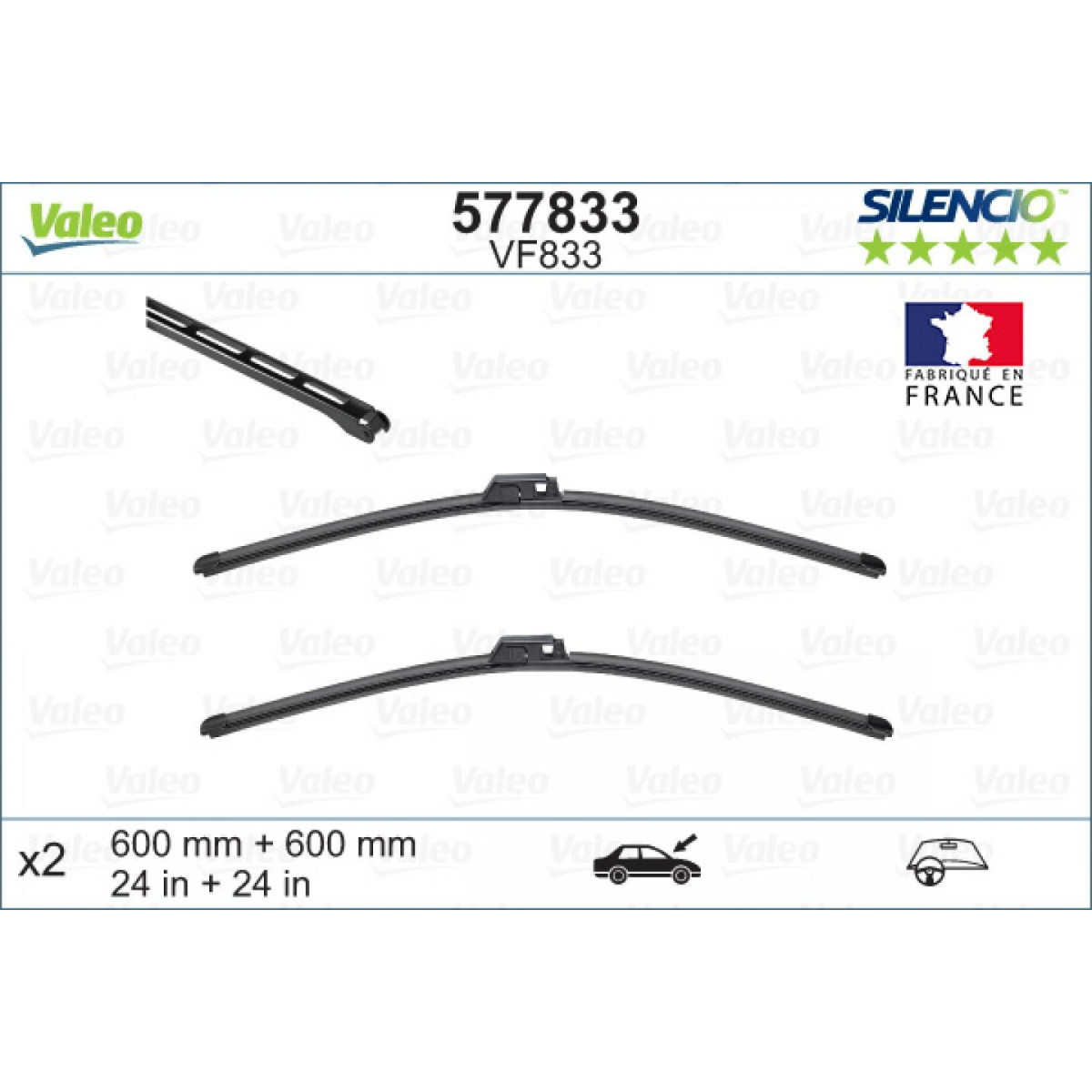 Torkarsats Valeo Silencio VF833, 600/600 mm Torkarsats Valeo Silencio VF833, 600/600 mm