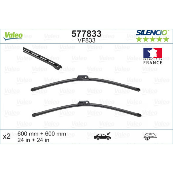 Torkarsats Valeo Silencio VF833, 600/600 mm