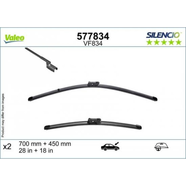 Torkarsats Valeo Silencio VF834, 700/450 mm Torkarsats Valeo Silencio VF834, 700/450 mm