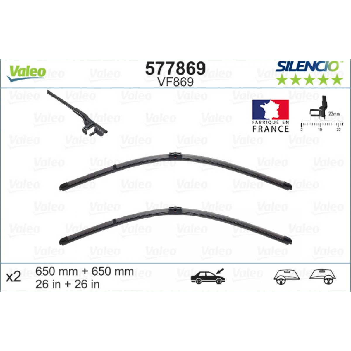 Torkarsats Valeo Silencio VF869, 650/650 mm Torkarsats Valeo Silencio VF869, 650/650 mm