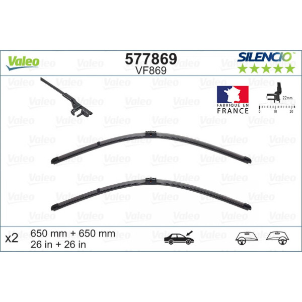 Torkarsats Valeo Silencio VF869, 650/650 mm