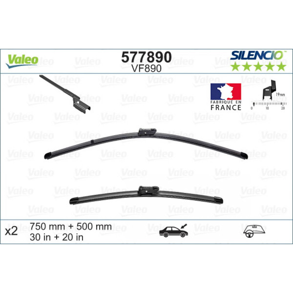 Torkarsats Valeo Silencio VF890, 750/500 mm