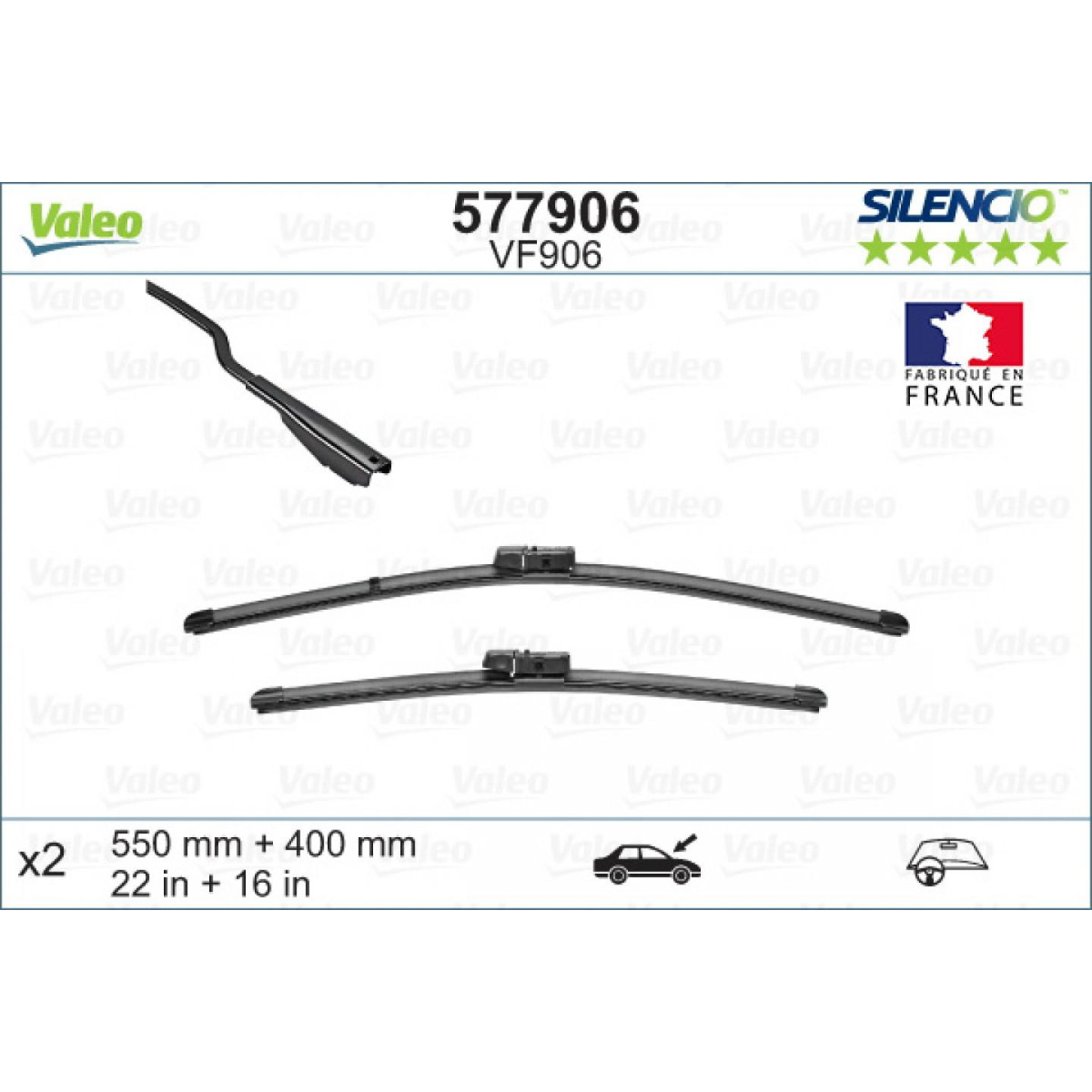 Torkarsats Valeo Silencio VF906, 550/400 mm Torkarsats Valeo Silencio VF906, 550/400 mm
