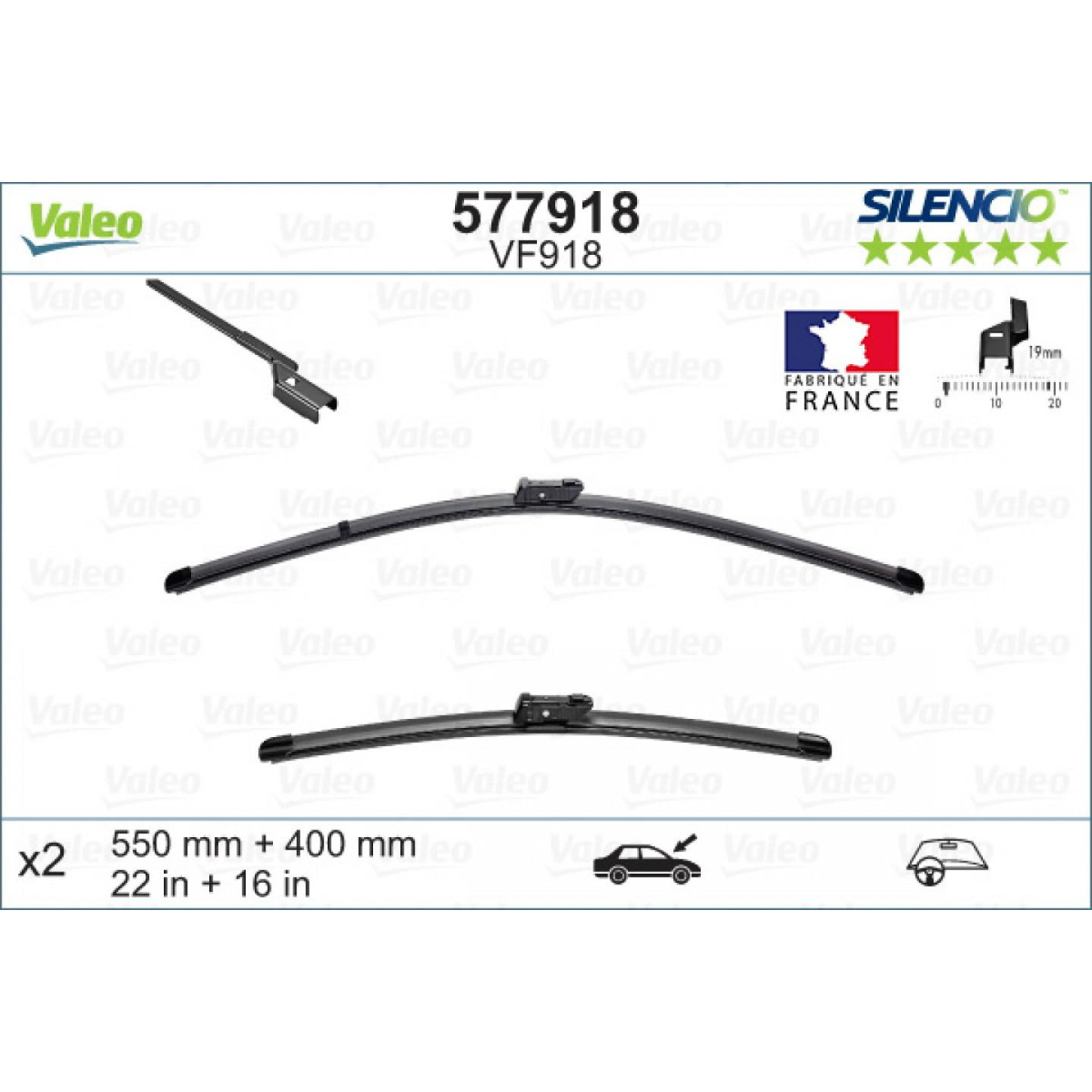 Torkarsats Valeo Silencio VF918, 550/400 mm Torkarsats Valeo Silencio VF918, 550/400 mm